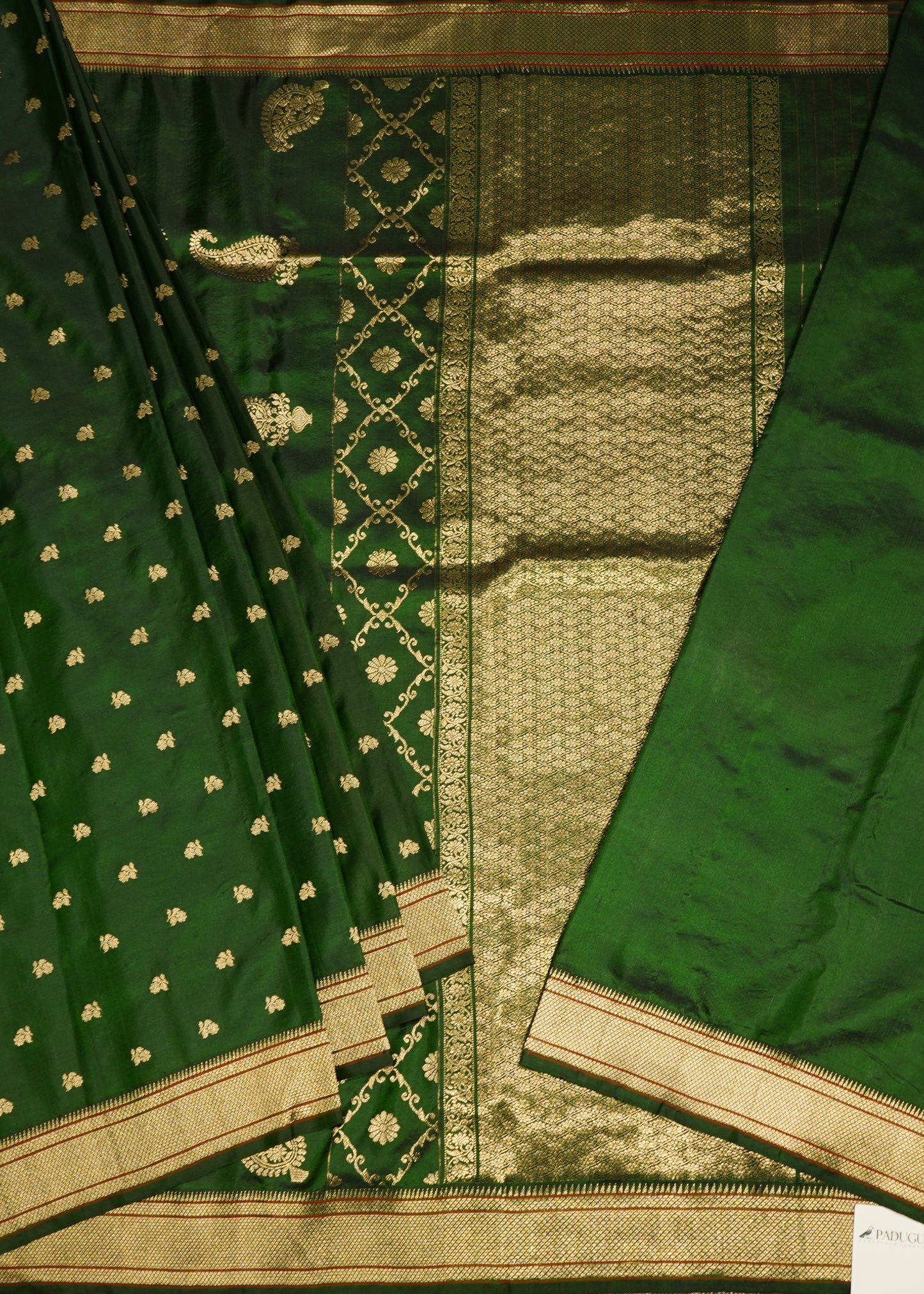 Green Chanderi  Zari Buti Pure Silk Handloom Saree