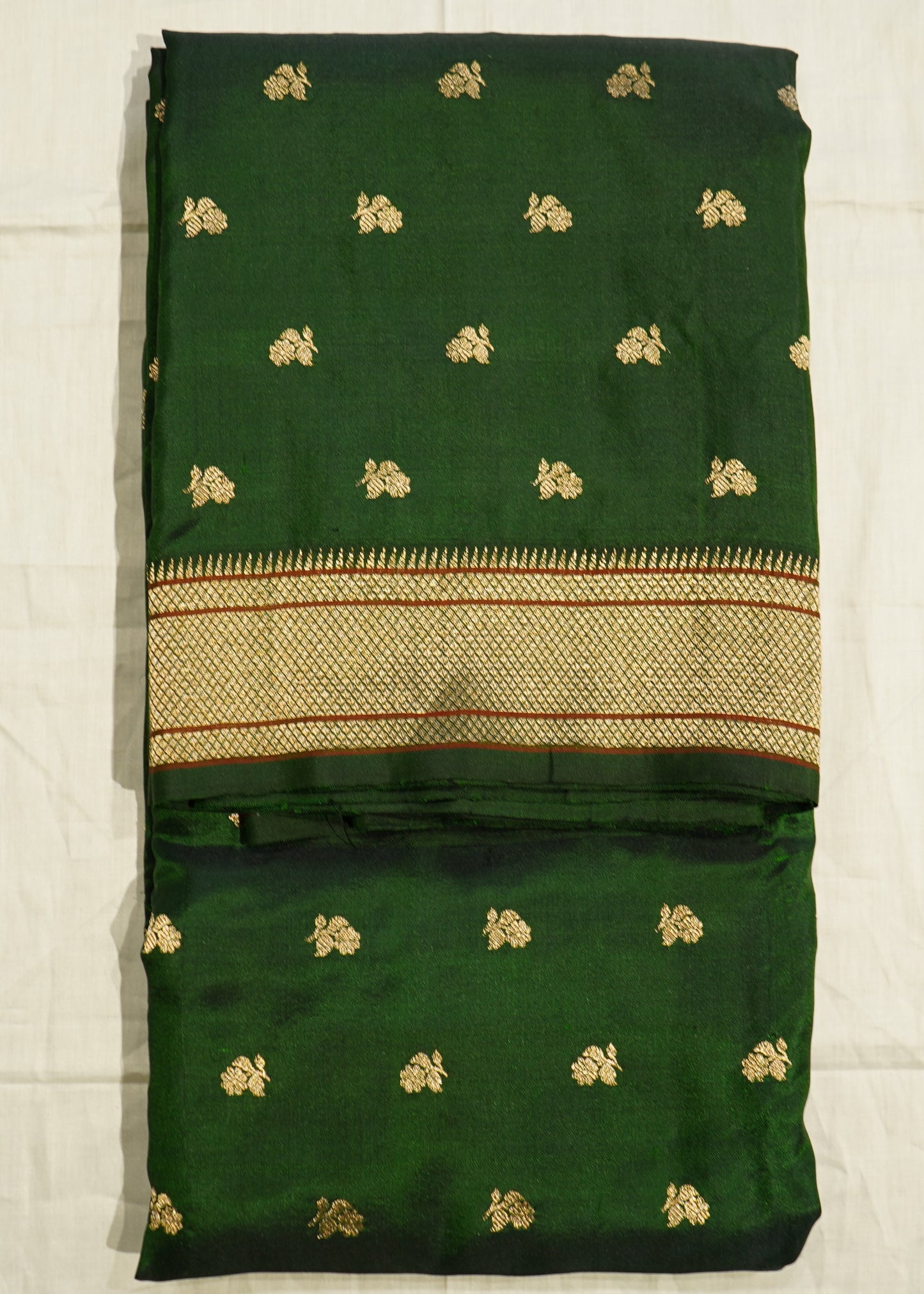 Green Chanderi  Zari Buti Pure Silk Handloom Saree