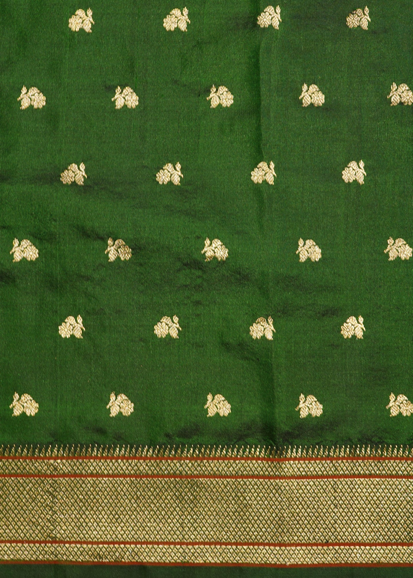 Green Chanderi  Zari Buti Pure Silk Handloom Saree