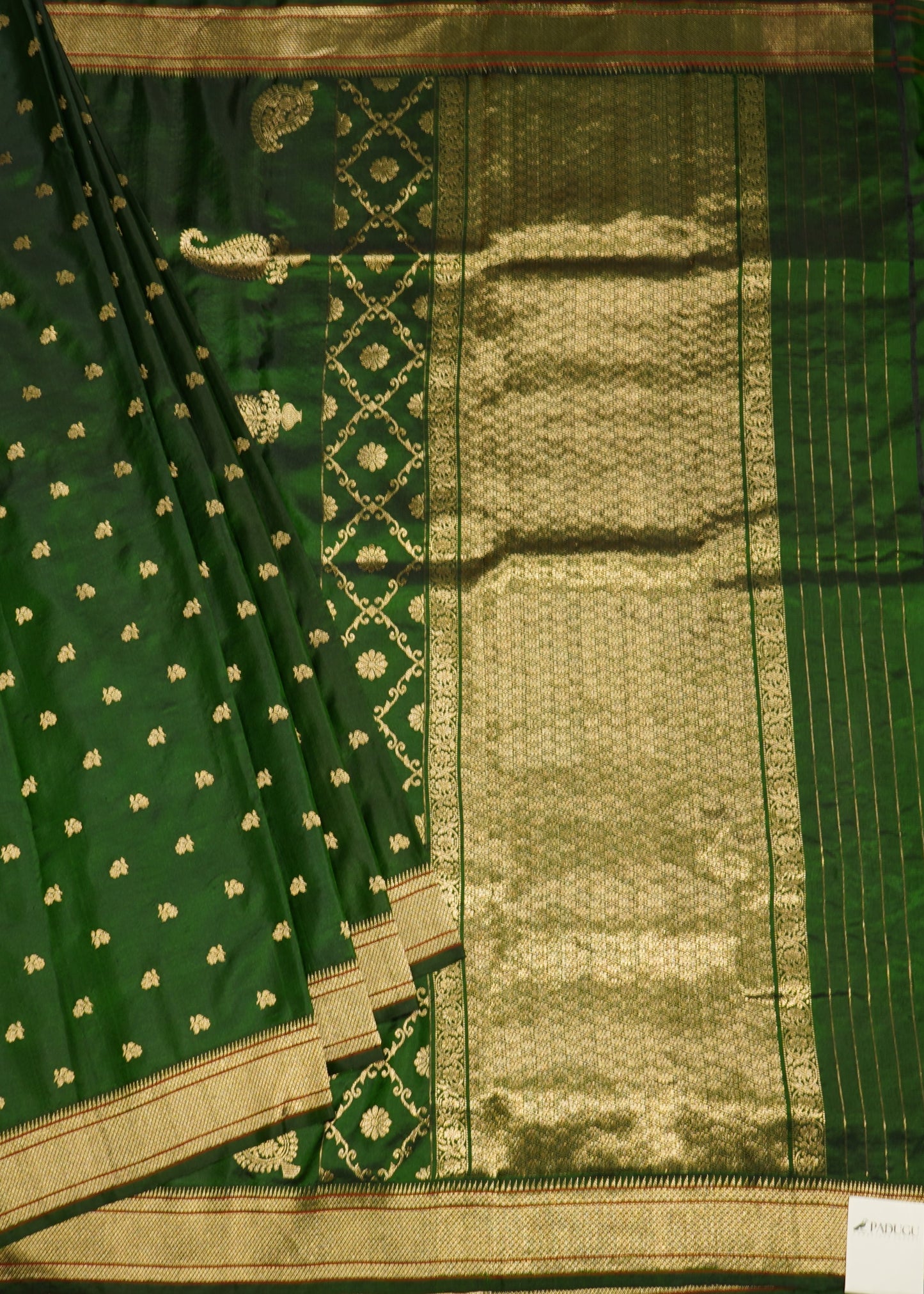 Green Chanderi  Zari Buti Pure Silk Handloom Saree