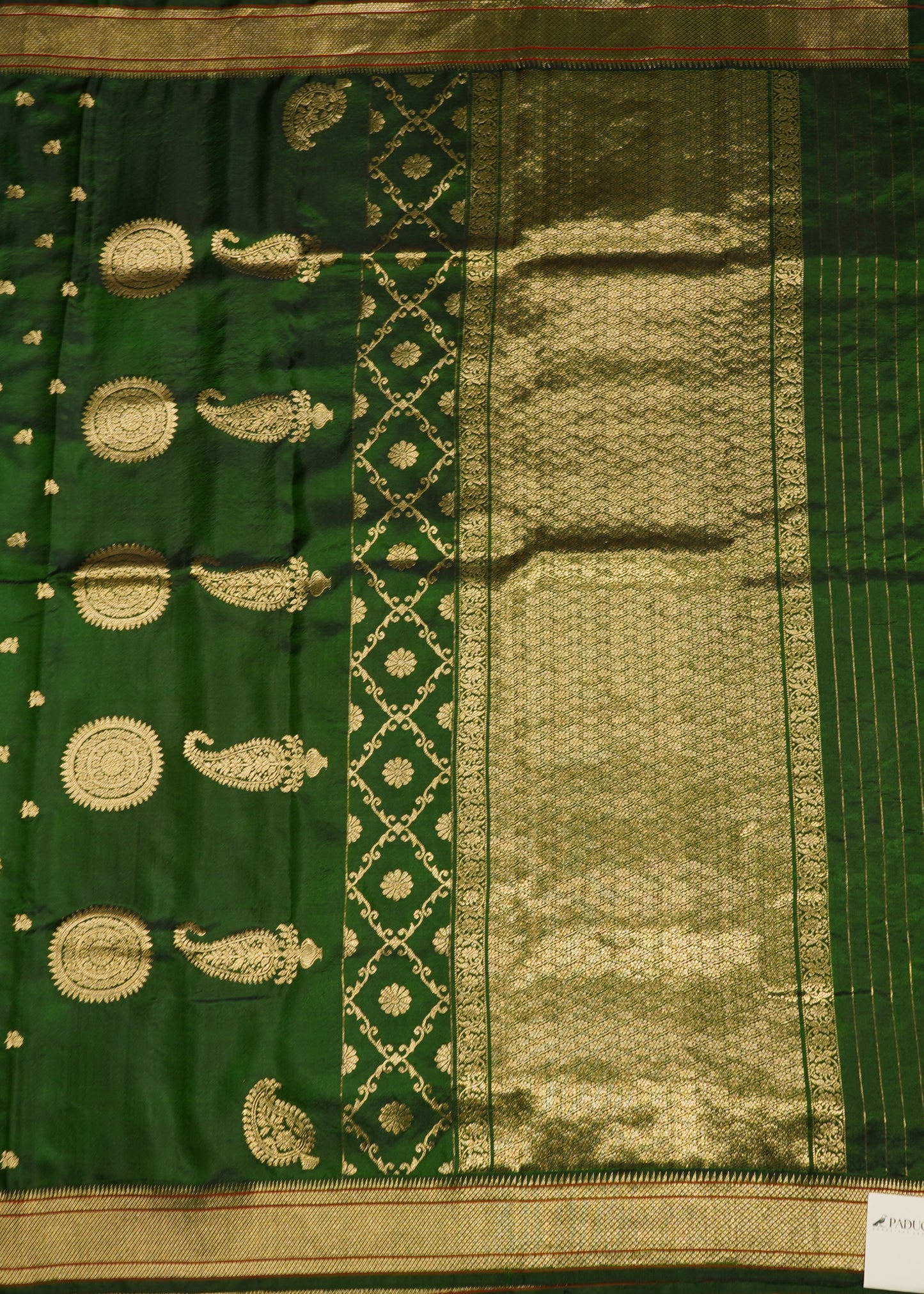 Green Chanderi  Zari Buti Pure Silk Handloom Saree