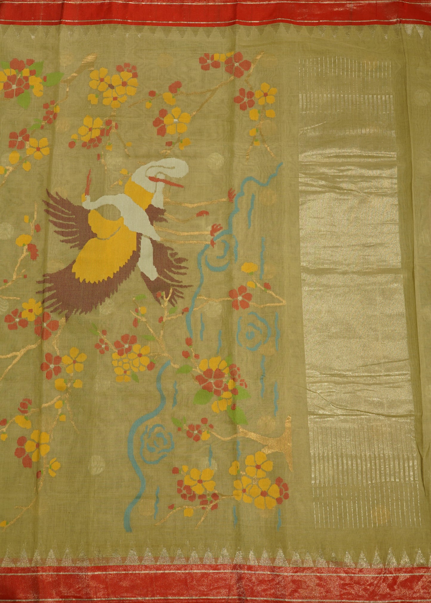 Light Brown Ponduru All over Jamdani Pure Cotton Handloom Saree