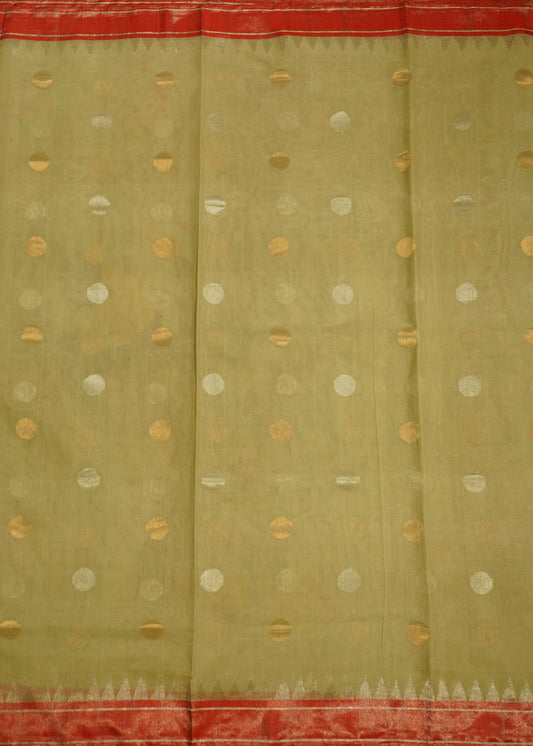 Light Brown Ponduru All over Jamdani Pure Cotton Handloom Saree