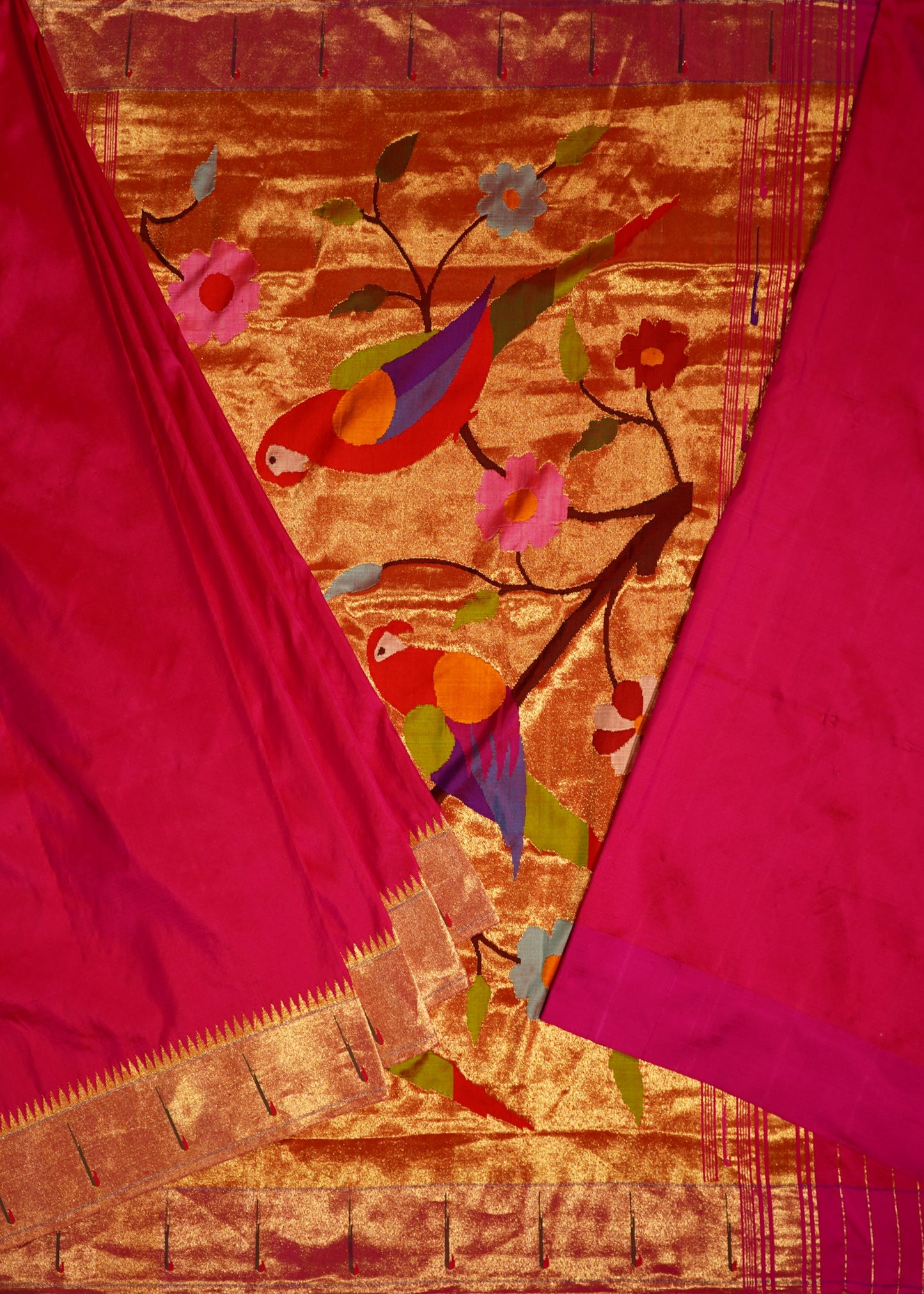 Dark Pink Paithani Pure Silk Handloom Saree