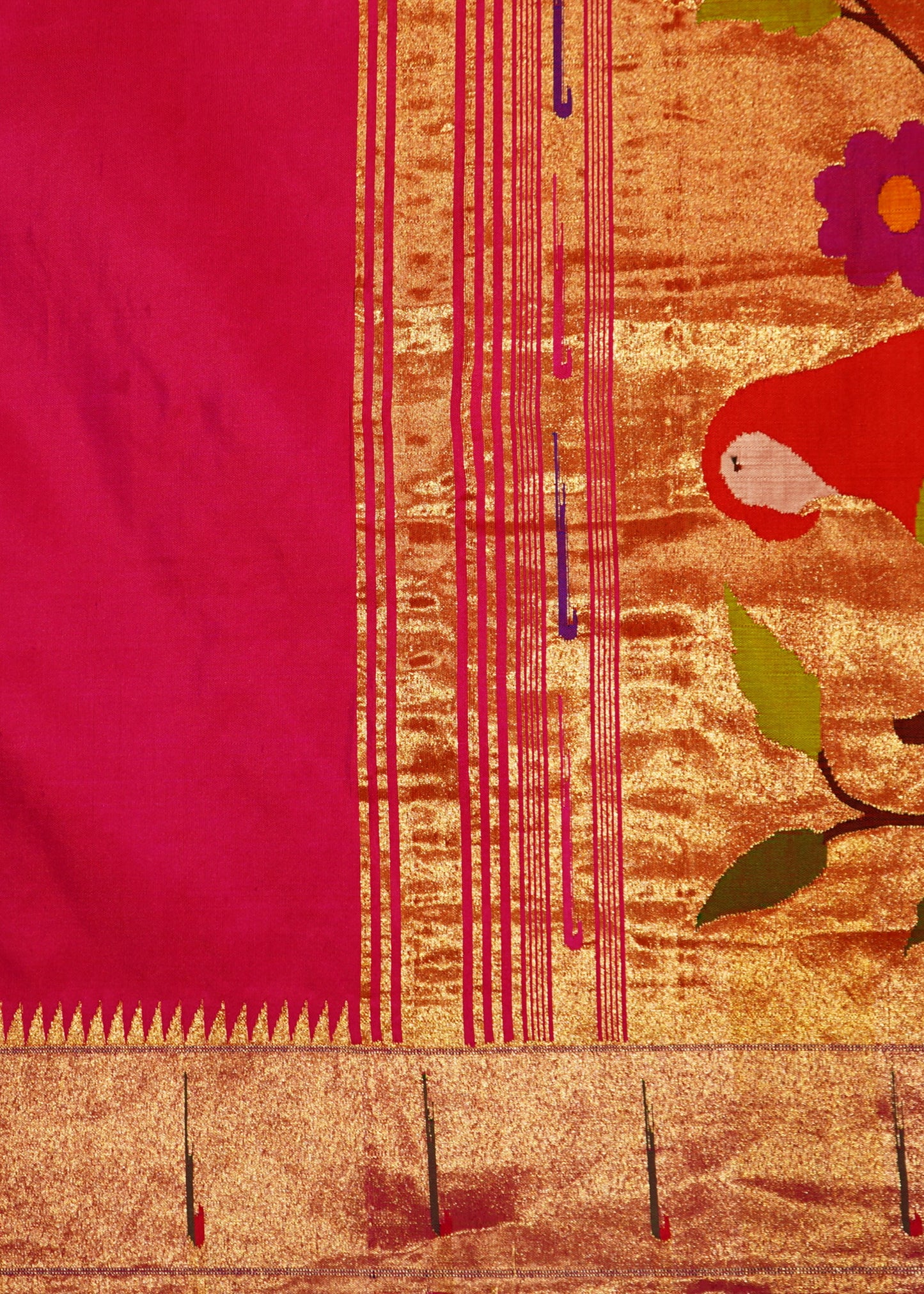 Dark Pink Paithani Pure Silk Handloom Saree