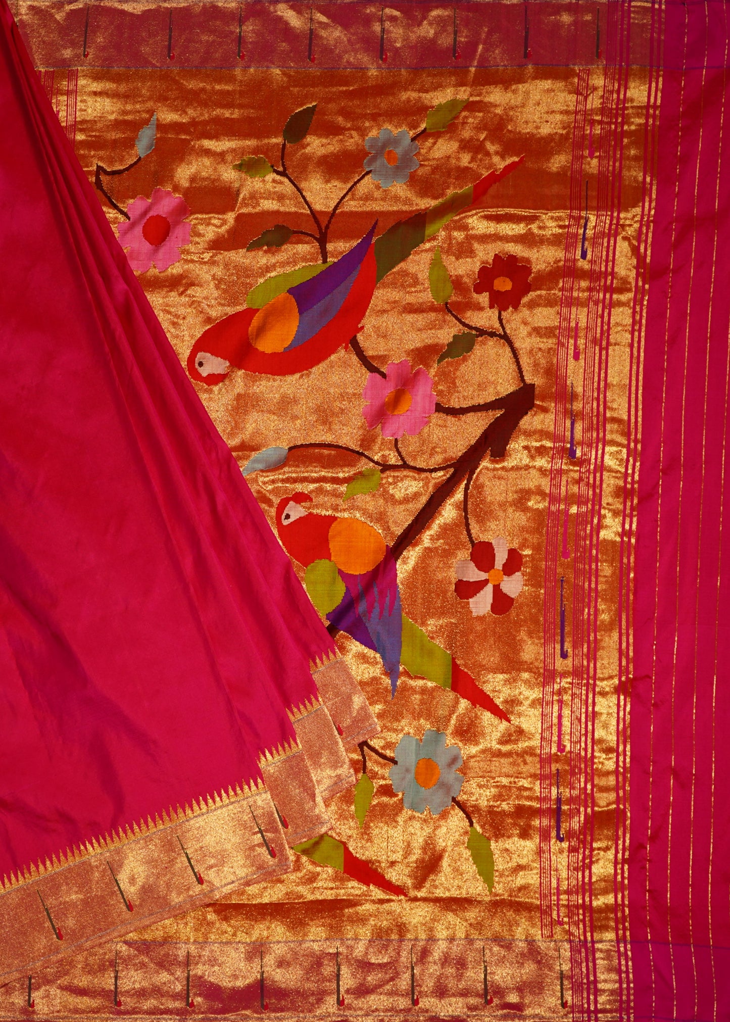 Dark Pink Paithani Pure Silk Handloom Saree