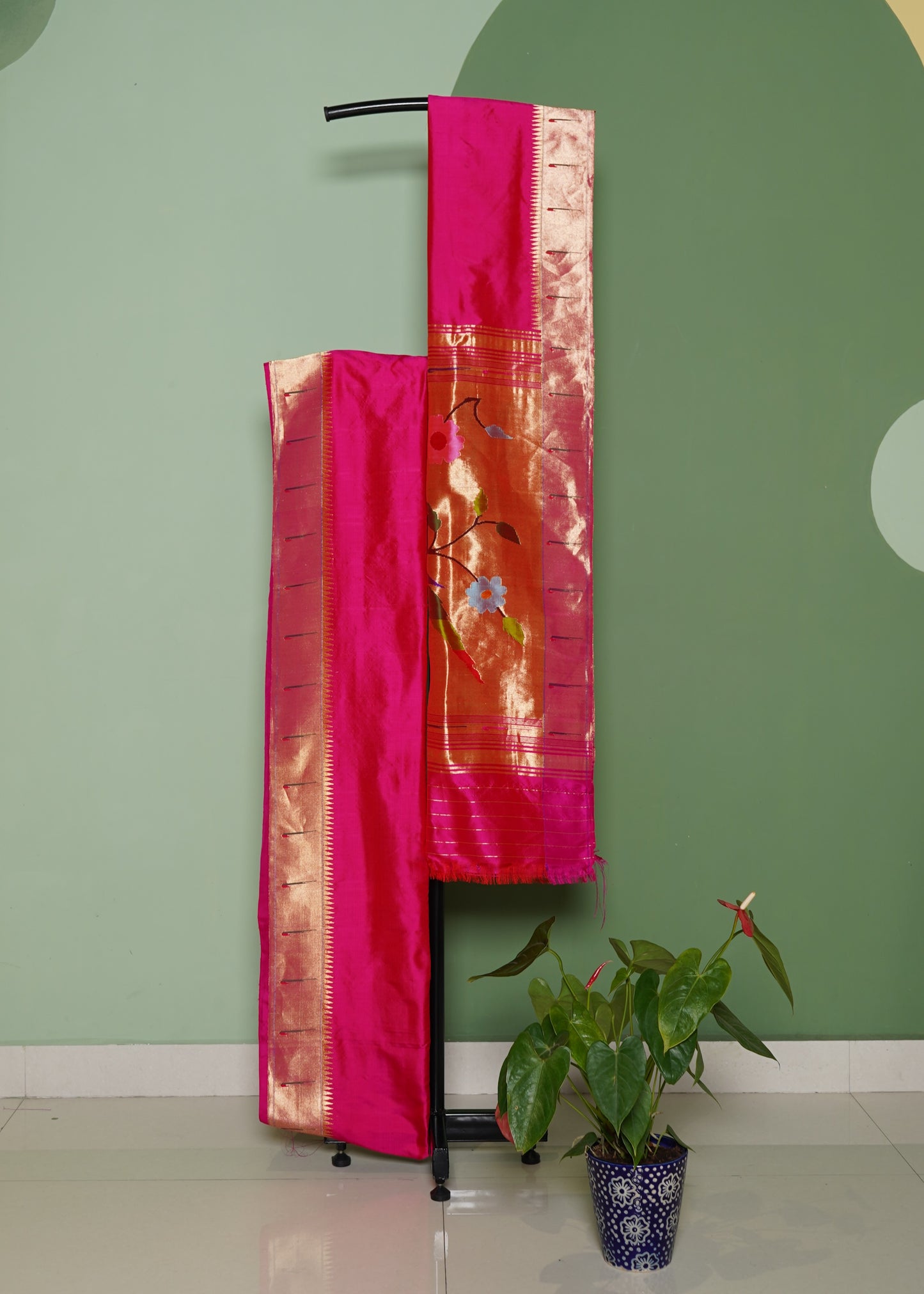 Dark Pink Paithani Pure Silk Handloom Saree