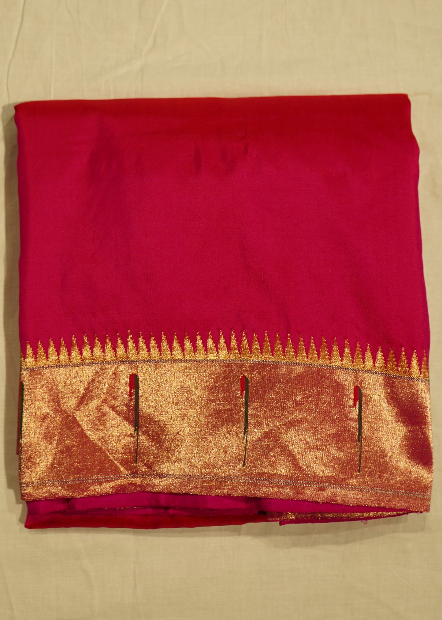 Dark Pink Paithani Pure Silk Handloom Saree