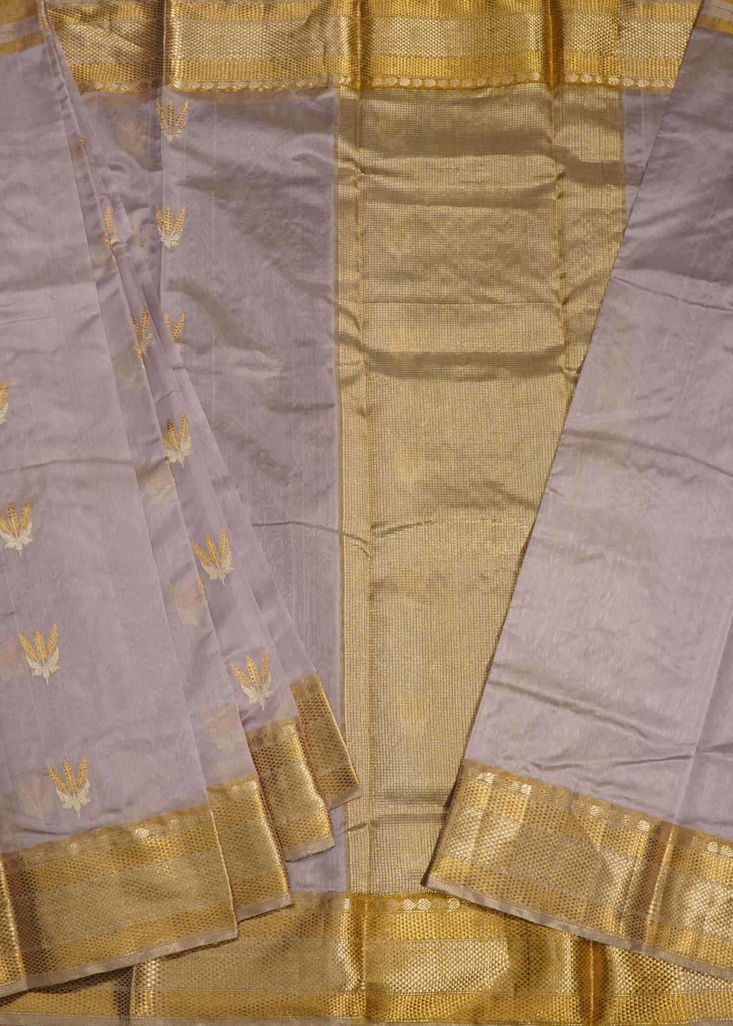 Lavender Chanderi Zari buti  Pure Silk Handloom Saree