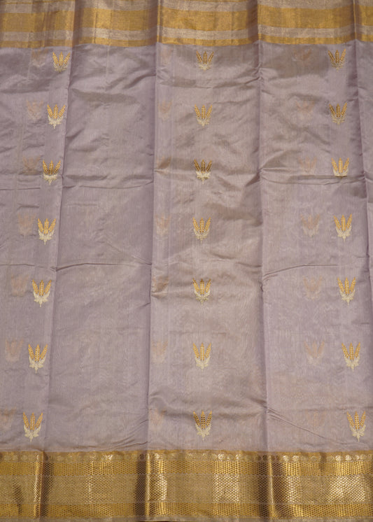 Lavender Chanderi Zari buti  Pure Silk Handloom Saree