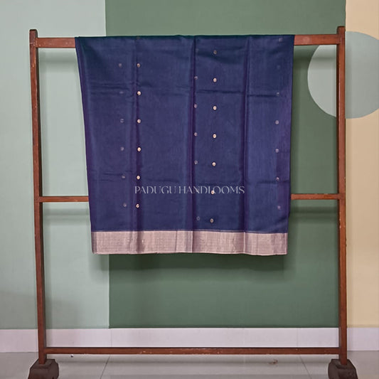 Blue Chanderi Cotton Silk Pure Handloom Saree