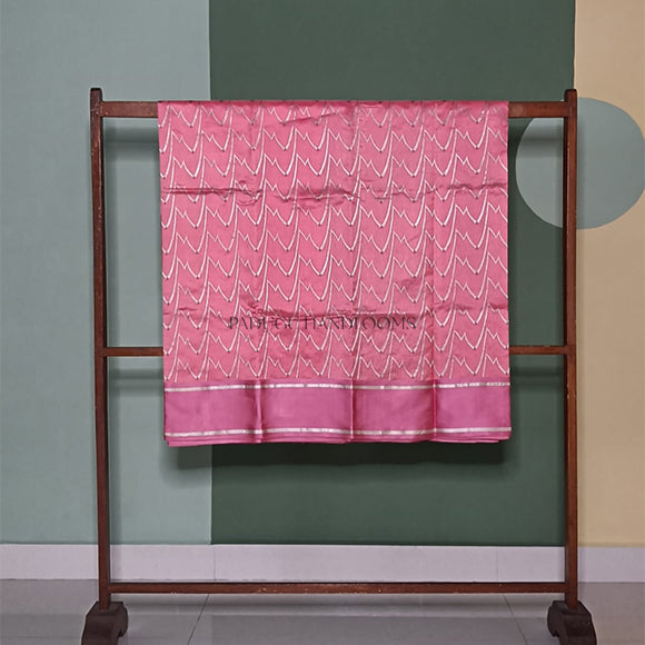 Carnation Pink Chanderi Pure Silk Handloom Saree