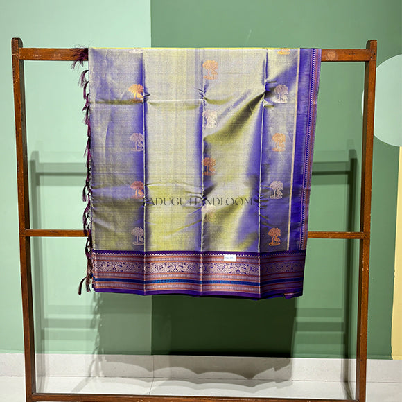 Lavender Blue Kanchi Pure Silk Handloom Saree