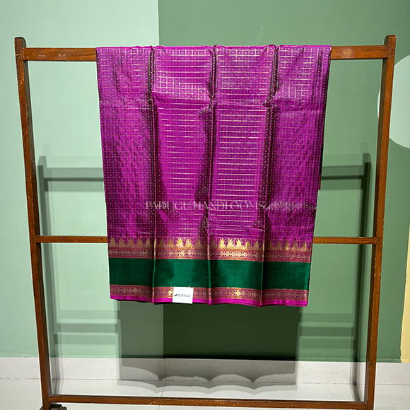 Pink Checks Kanchi Pure Silk Handloom Saree