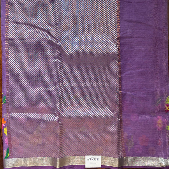 Purple Zari Kota Pure Handloom Saree