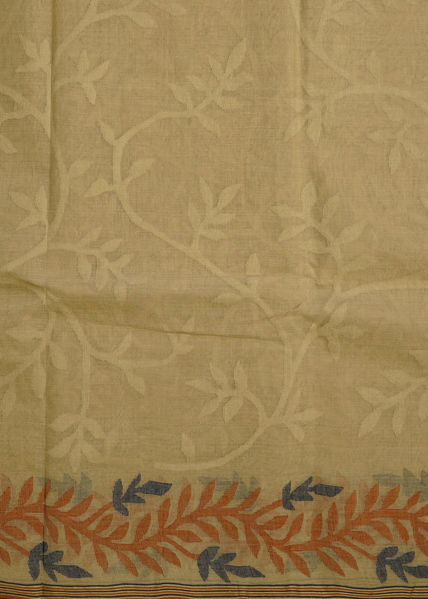 Light Brown Bengal Dhakai Cotton All Over Pure Handloom Saree