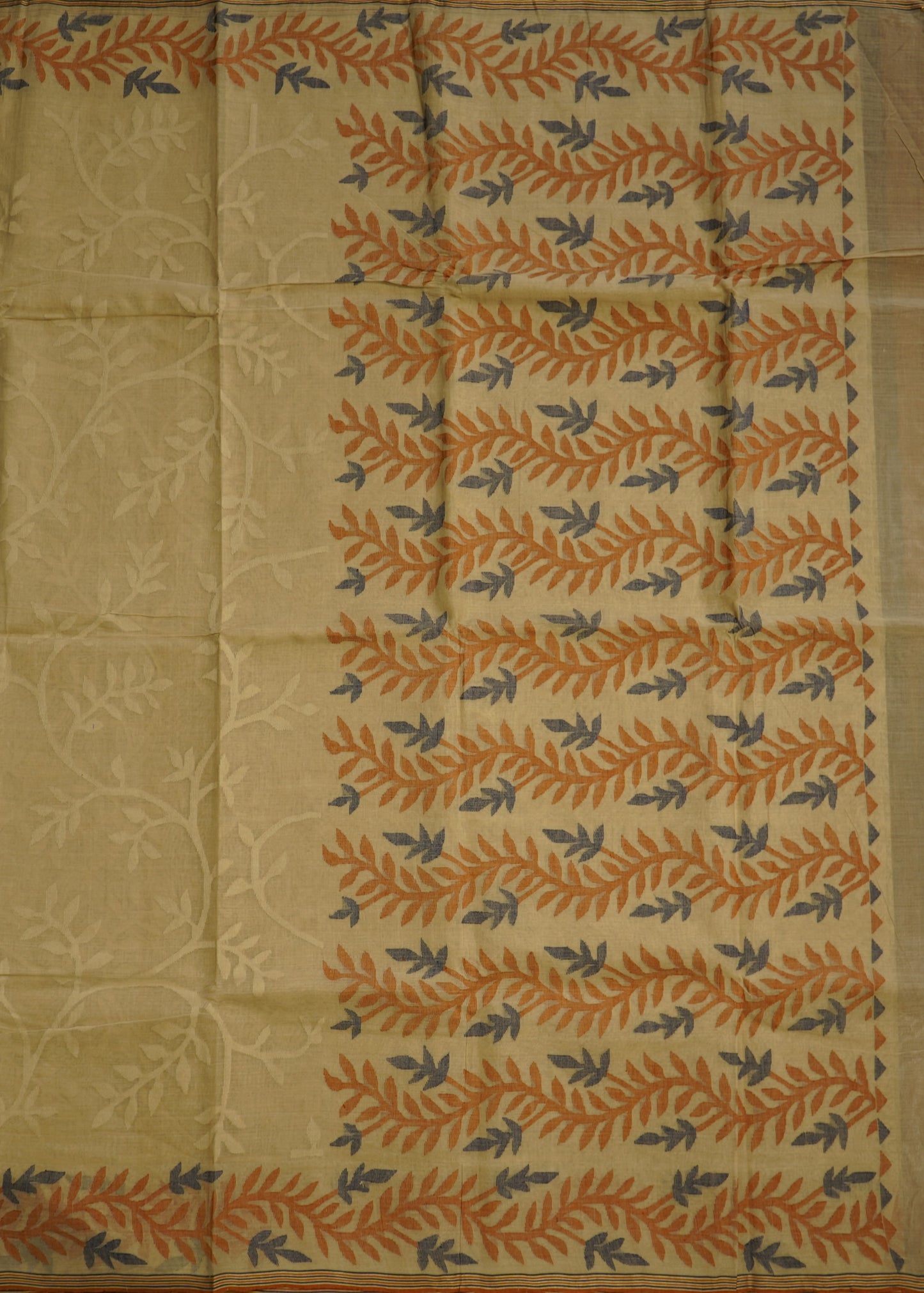 Light Brown Bengal Dhakai Cotton All Over Pure Handloom Saree