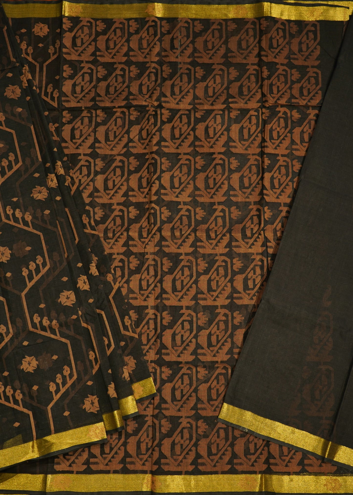 Black Bengal All Over Pure Cotton Handloom Saree