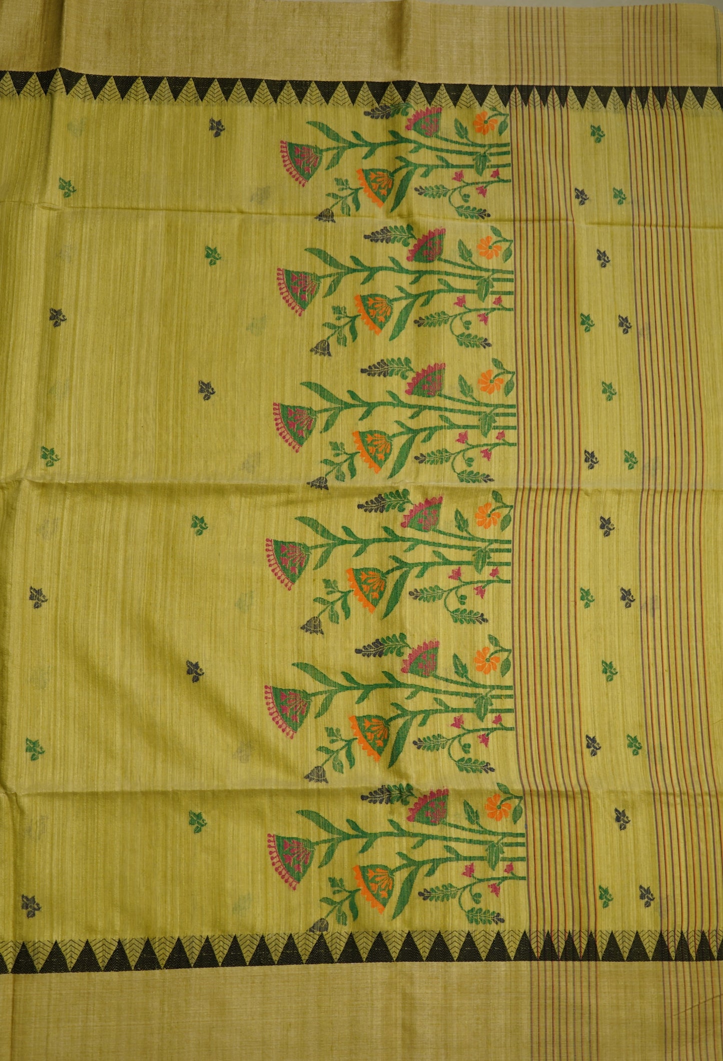 Light Jade Bengal Tussar Gicha Pure Silk Handloom Saree