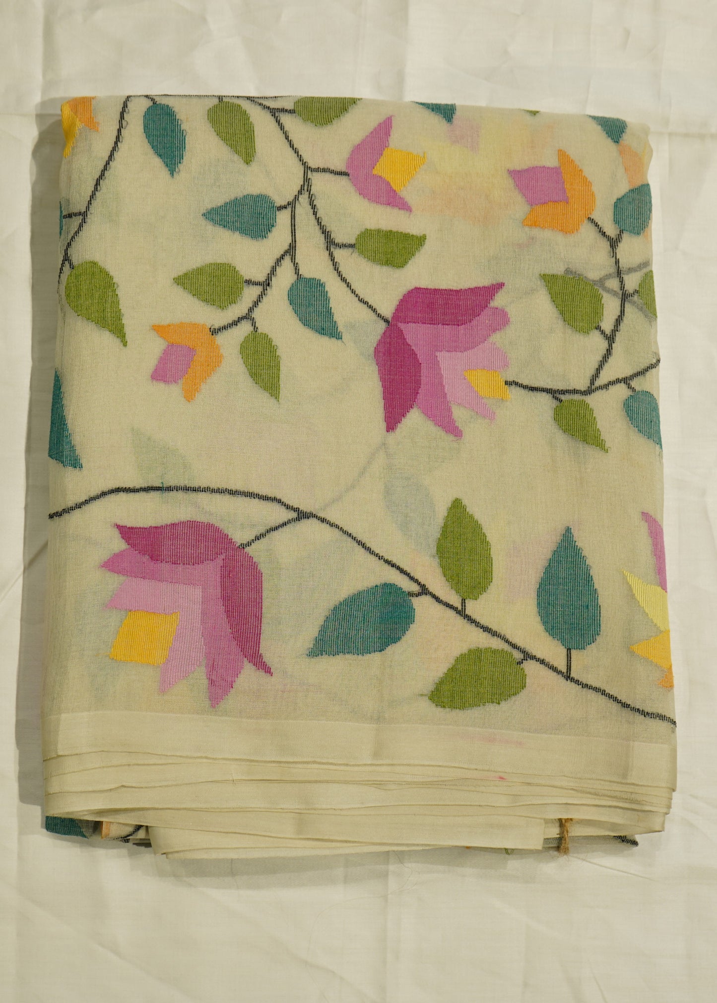 White Bengal Muslin All Over Pure Silk Handloom Saree