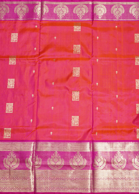 Pink Venkatagiri Zari Buti Pure Silk Handloom Saree