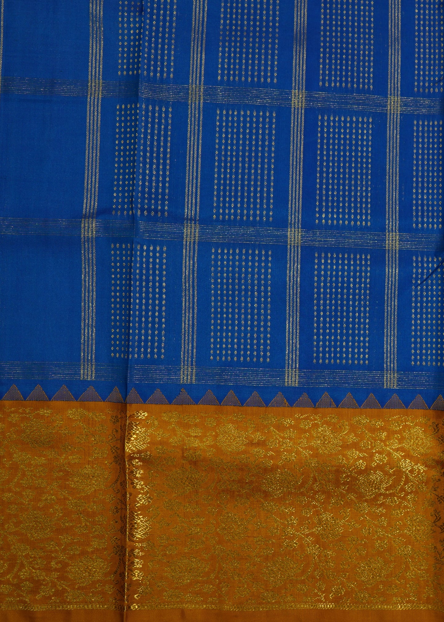 Blue Venkatagiri Box Checks Pure Silk Handloom Saree