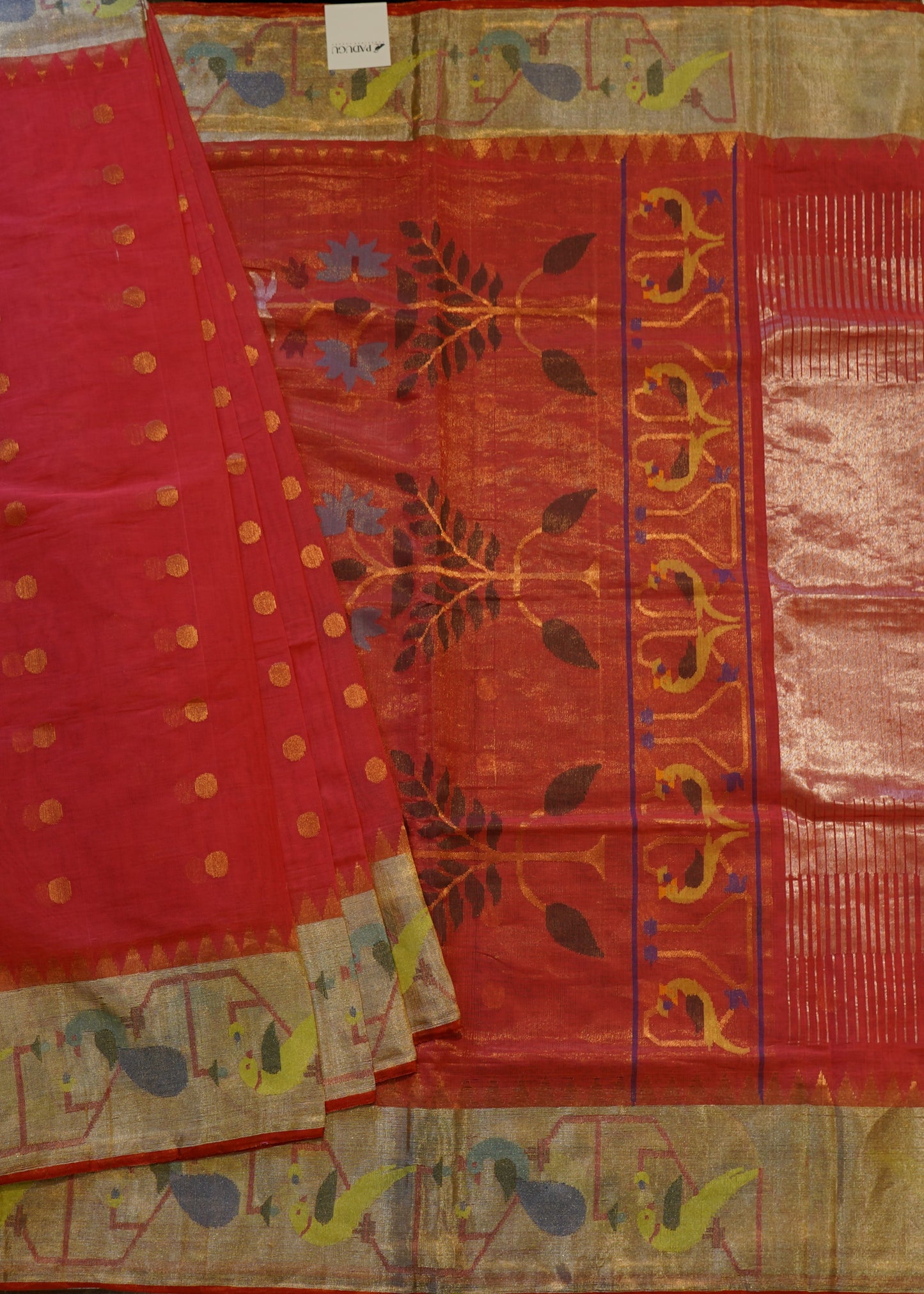 Onion Pink Ponduru Tissue Pure Cotton Handloom Saree