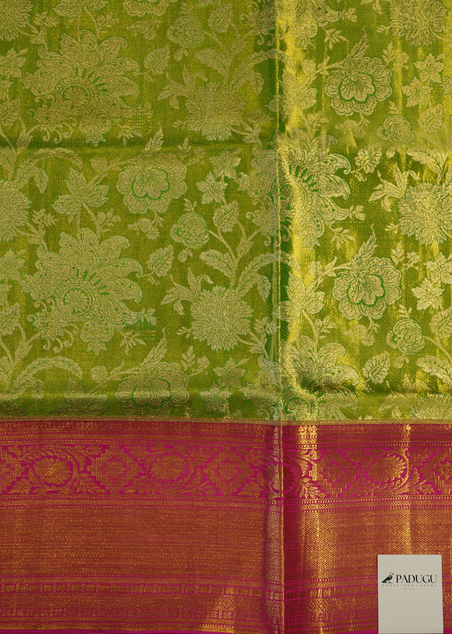 Parrot Green Kanchi All over Tissue Pure Silk Handloom Saree