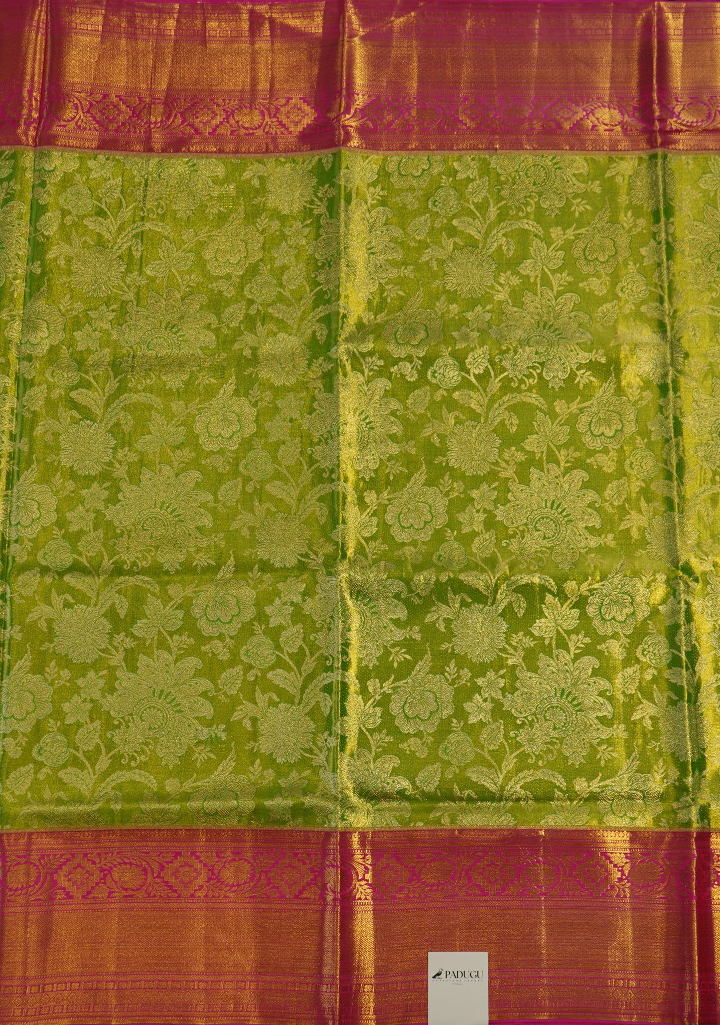 Parrot Green Kanchi All over Tissue Pure Silk Handloom Saree