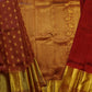 Red Kanchi Checks Zari Buti Pure Silk Handloom Saree