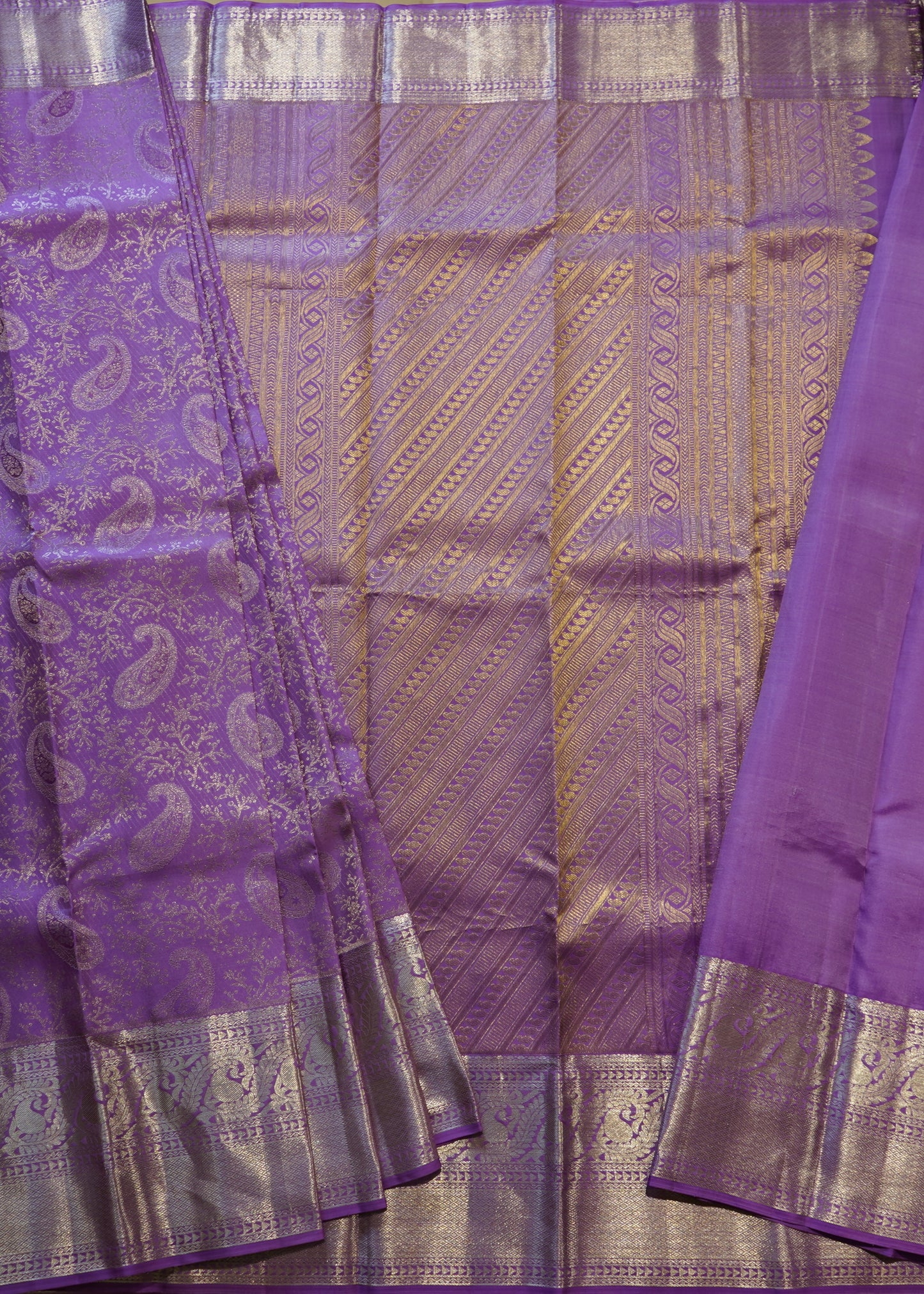 Lavender Kanchi All Over Zari Pure Silk Handloom Saree