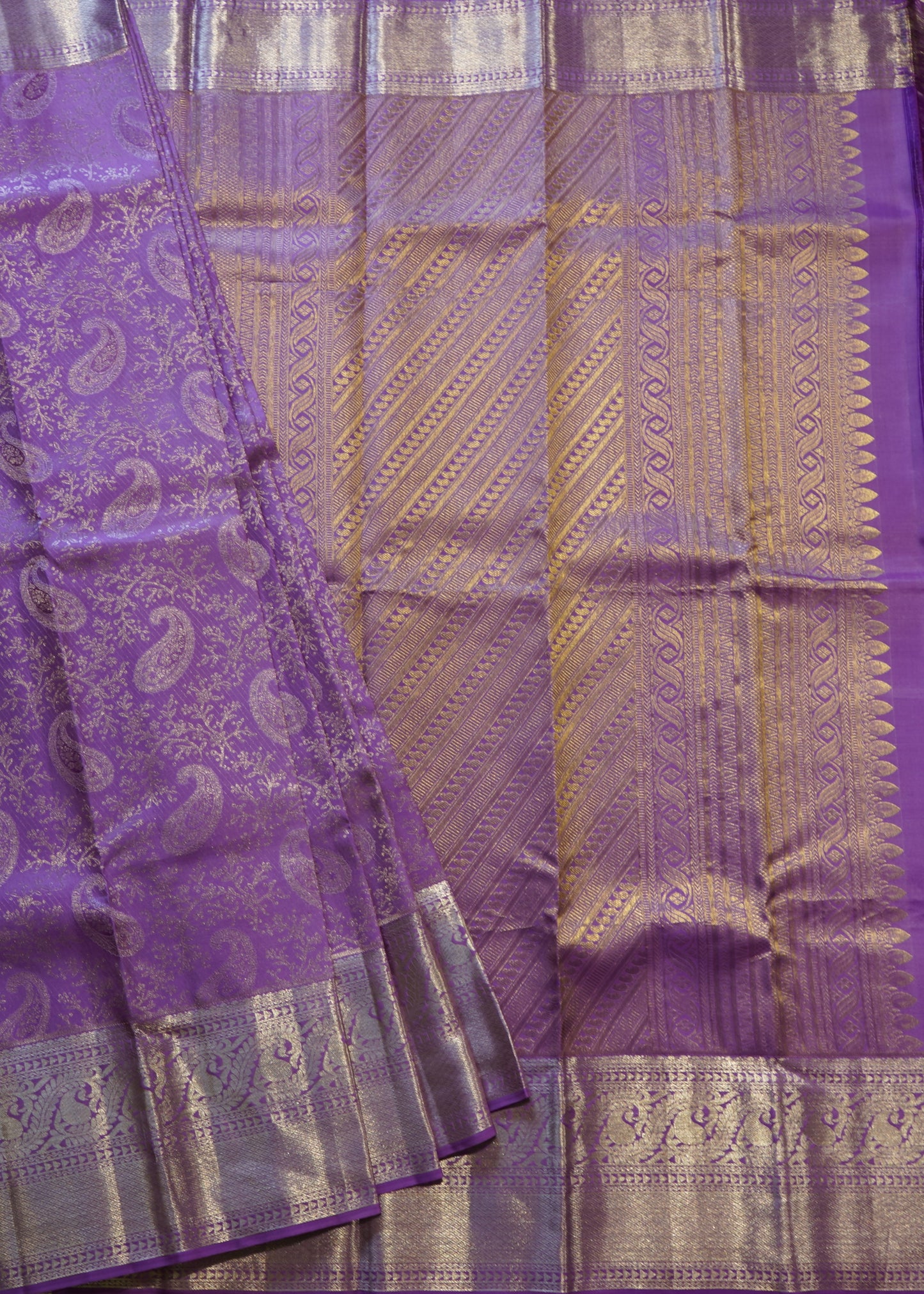 Lavender Kanchi All Over Zari Pure Silk Handloom Saree