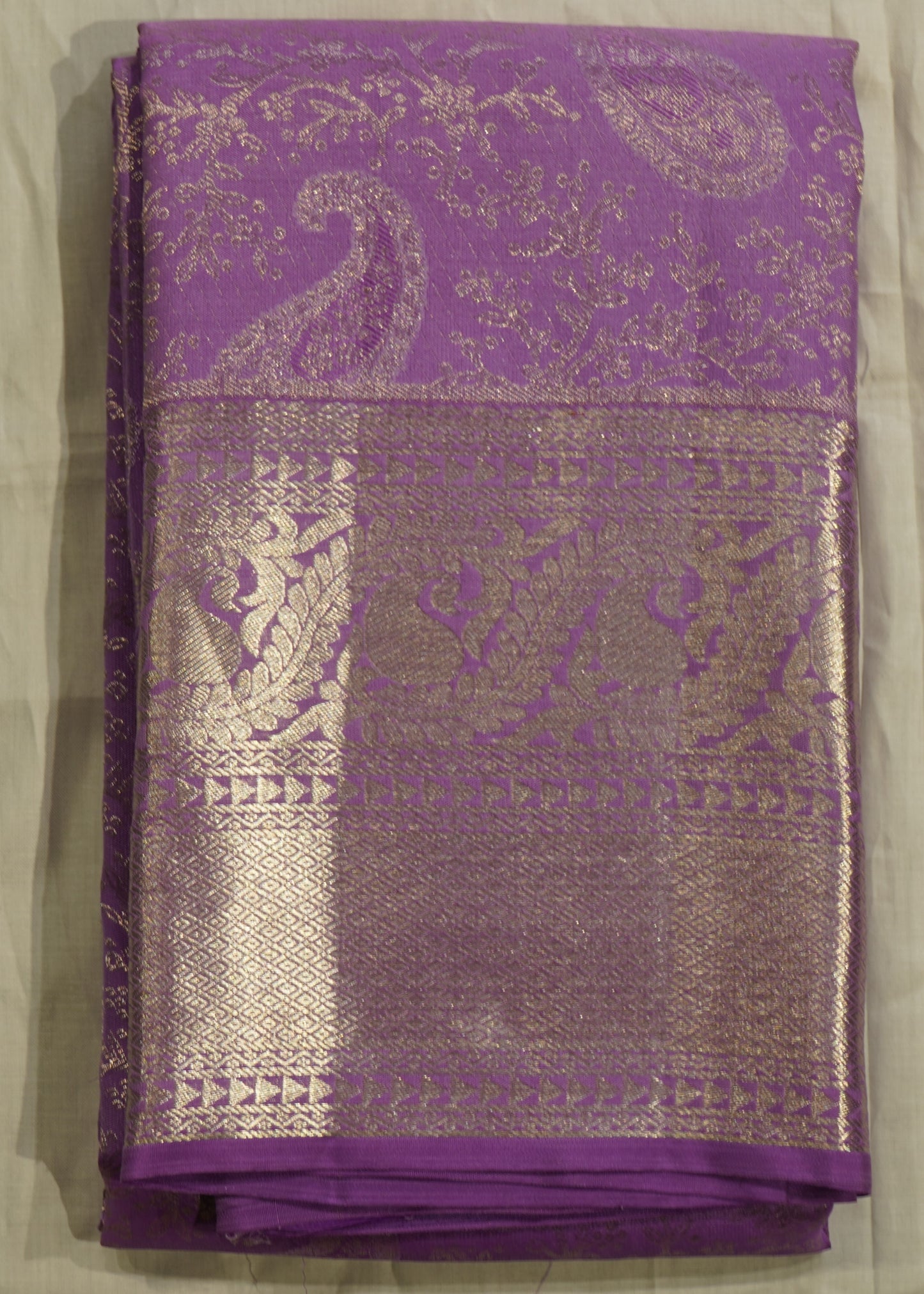 Lavender Kanchi All Over Zari Pure Silk Handloom Saree