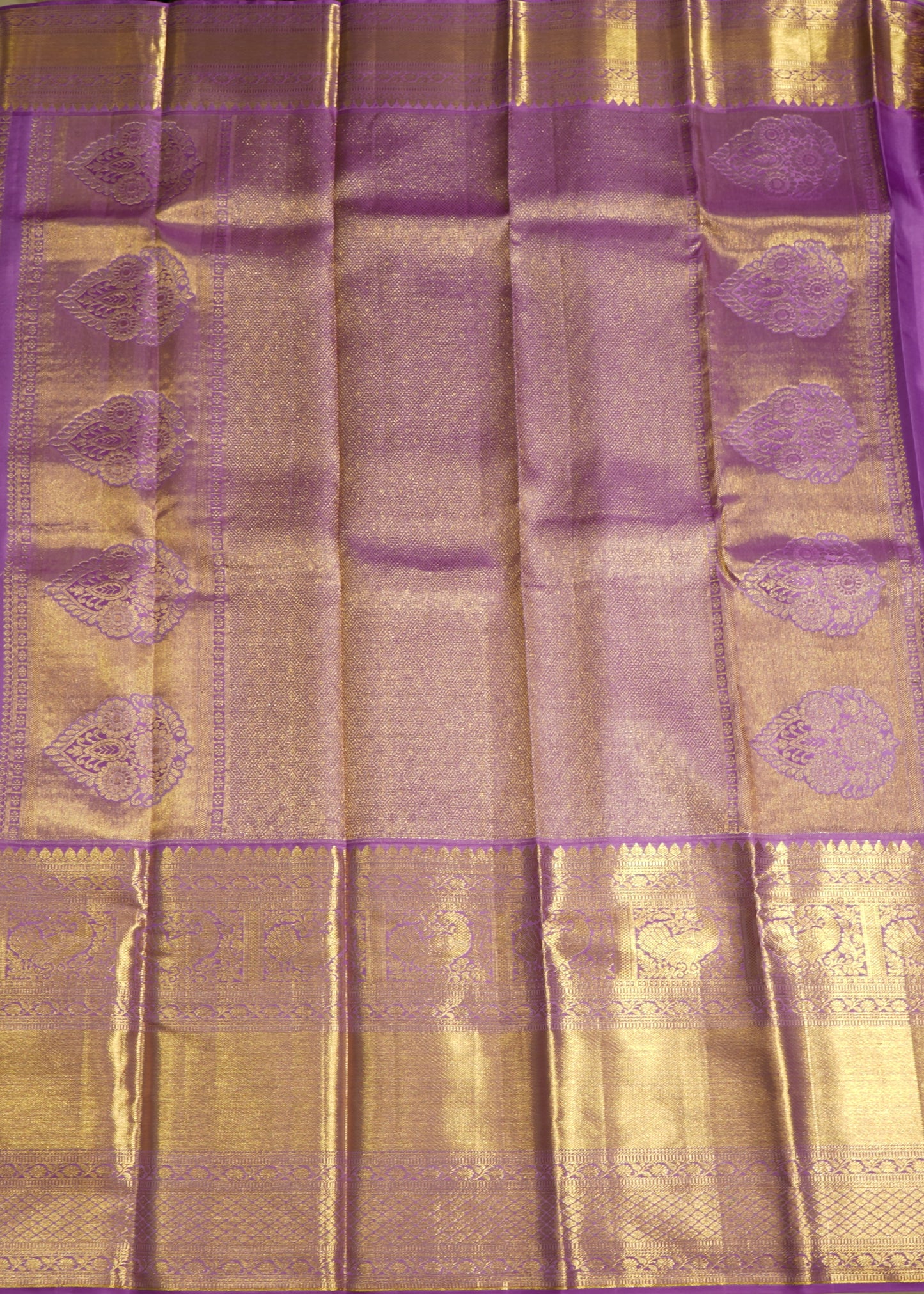 Violet Kanchi Checks All Over Zari Pure Silk Handloom Saree