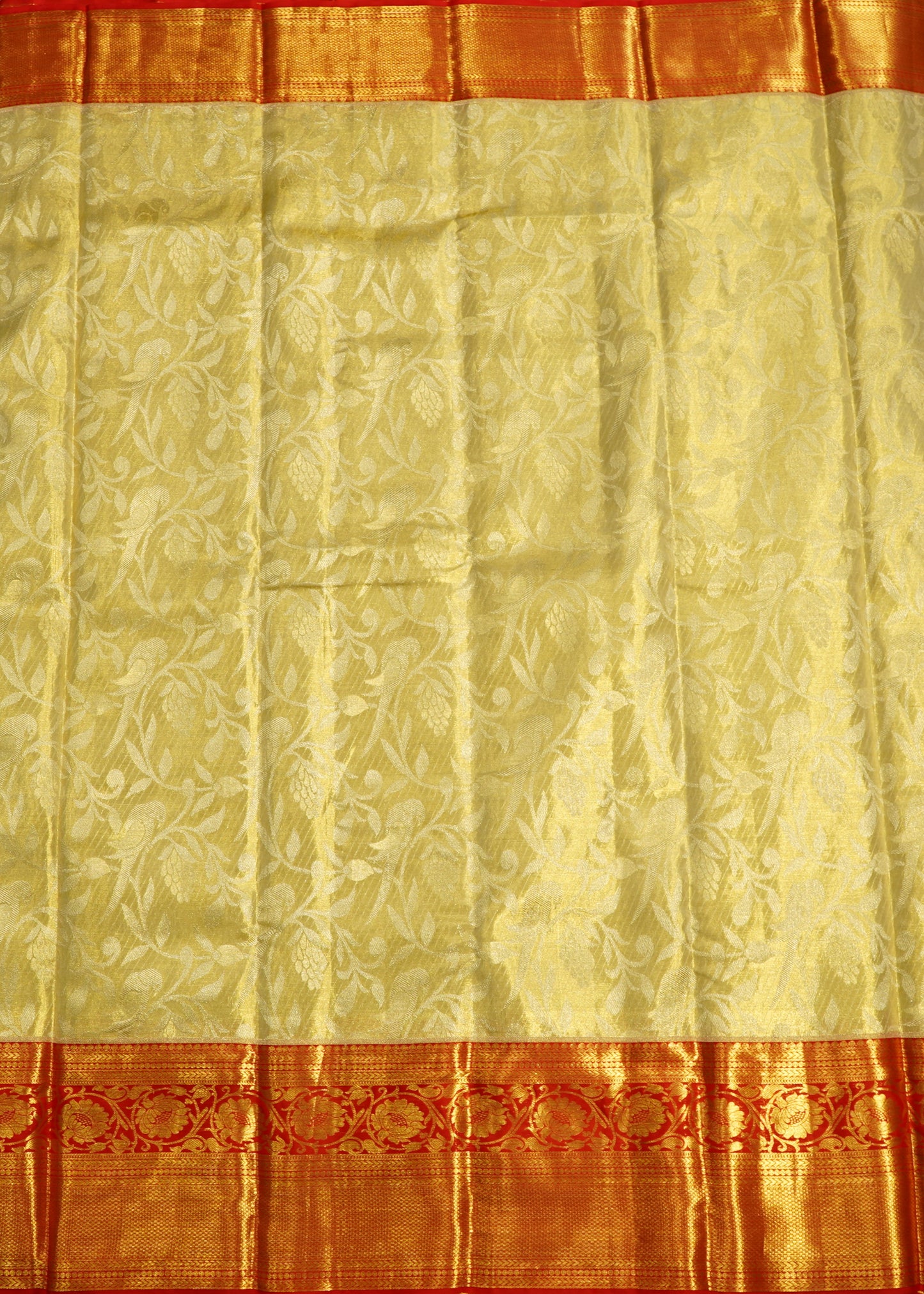 Cream Kanchi All Over Tissue Pure Silk Handloom Saree