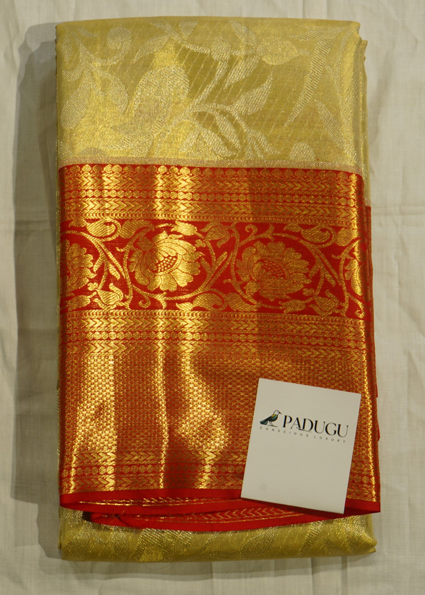 Cream Kanchi All Over Tissue Pure Silk Handloom Saree