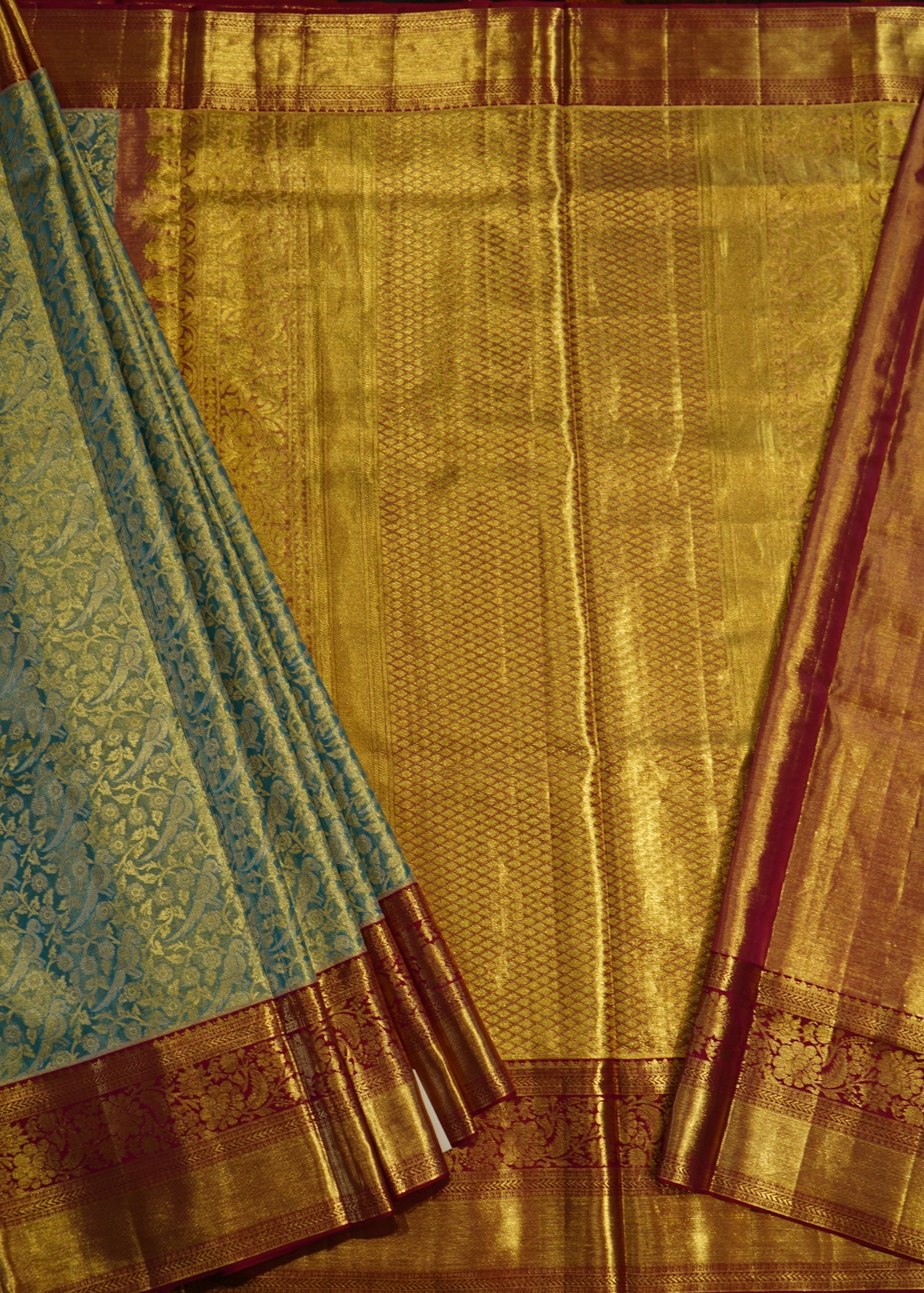 Blue Kanchi All Over Tissue Pure Silk Handloom Saree