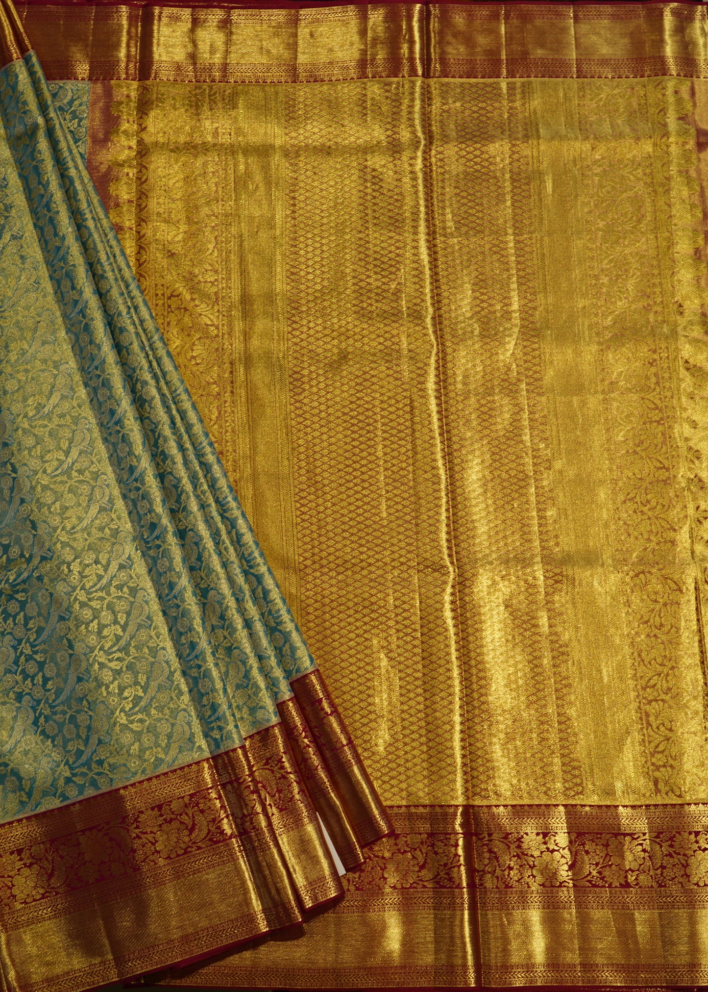 Blue Kanchi All Over Tissue Pure Silk Handloom Saree