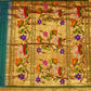 Rama Green Paithani Zari Checks Jamdani Border Pure Silk Handllom Saree