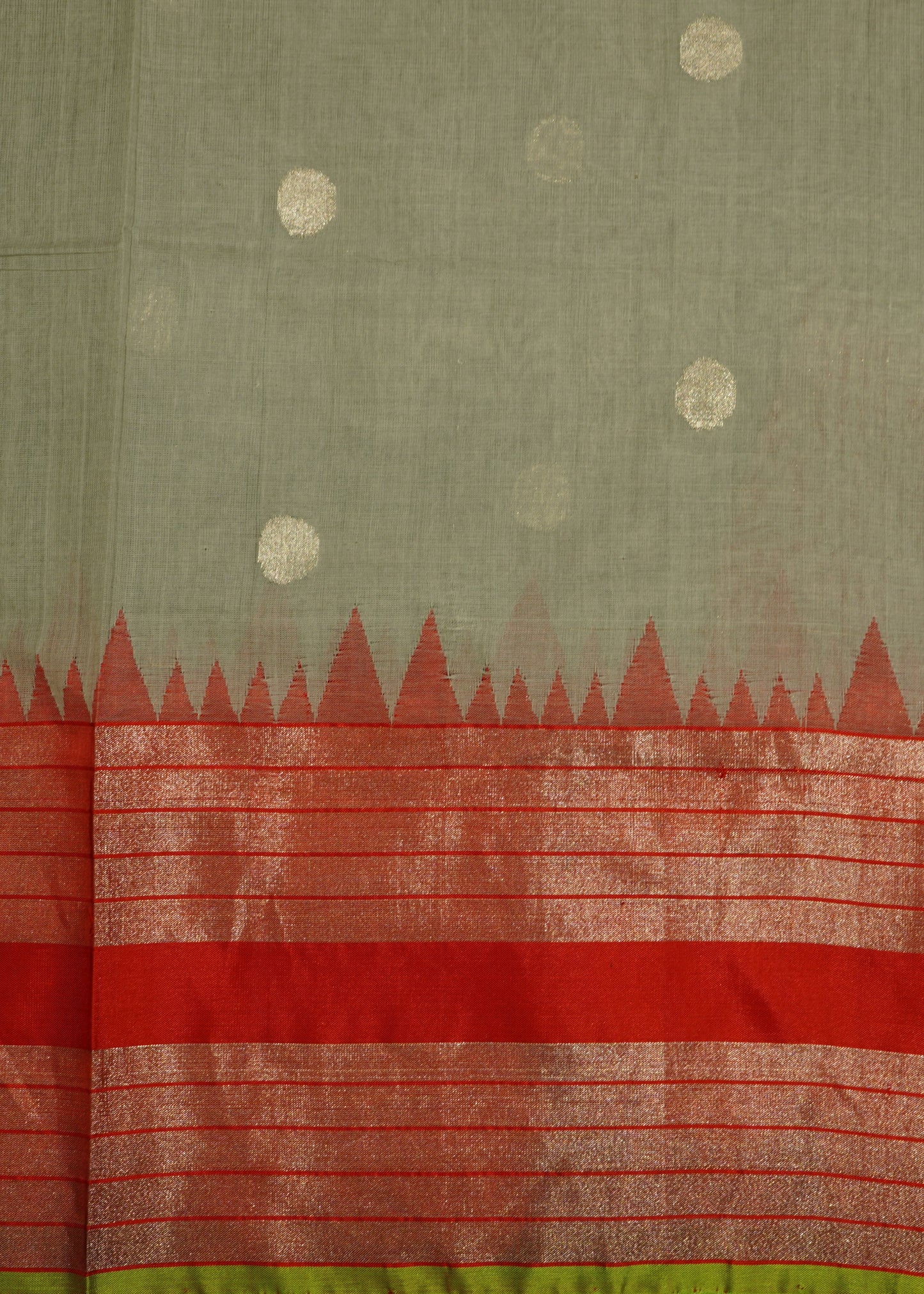 Light Gray Ponduru All over  Zari Buti Pure Cotton Handloom Saree