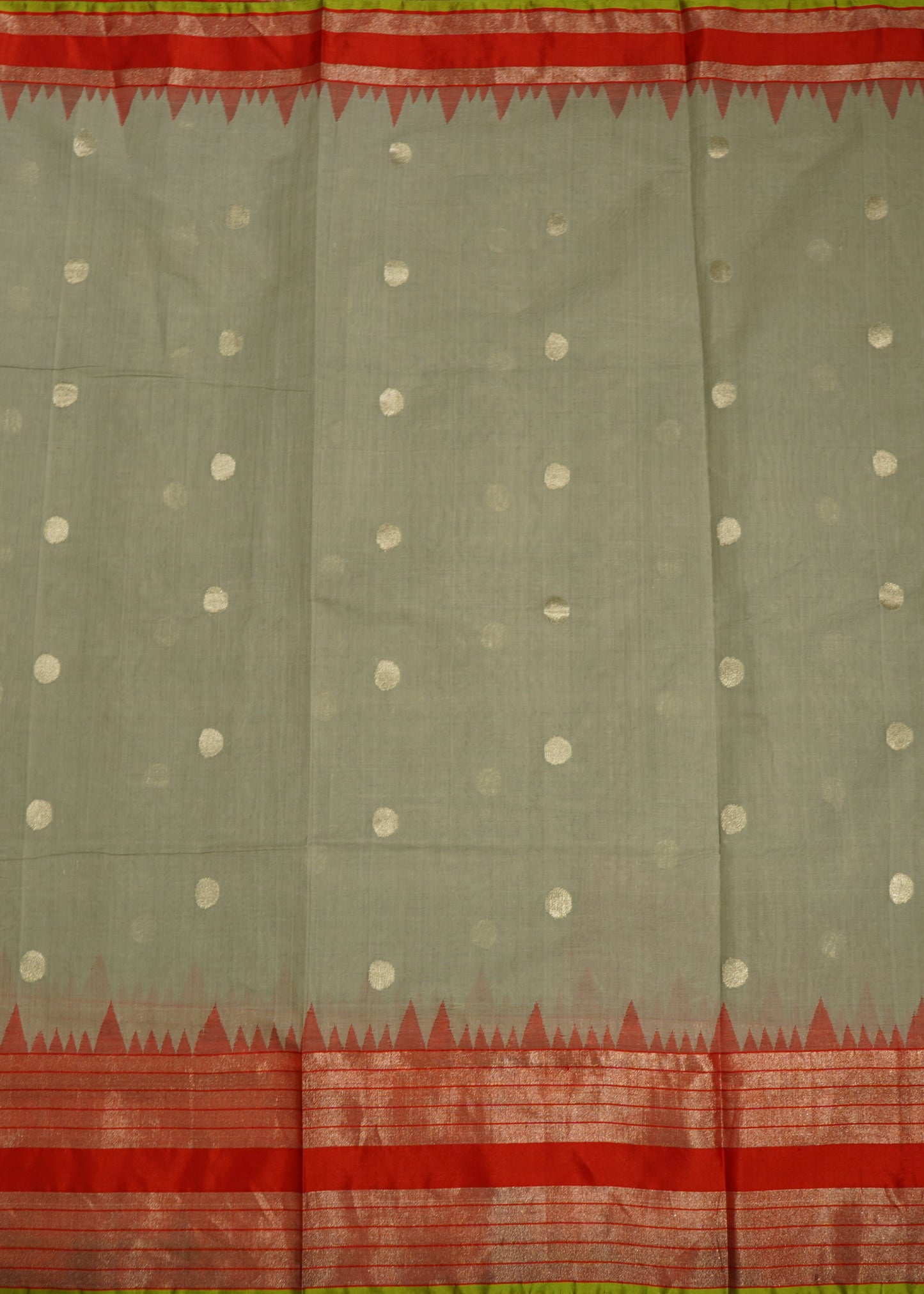 Light Gray Ponduru All over  Zari Buti Pure Cotton Handloom Saree