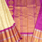 Cream Gadwal Missing Checks Zari Buti Big Purple Zari Border Pure Silk Handloom Saree