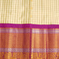 Cream Gadwal Missing Checks Zari Buti Big Purple Zari Border Pure Silk Handloom Saree