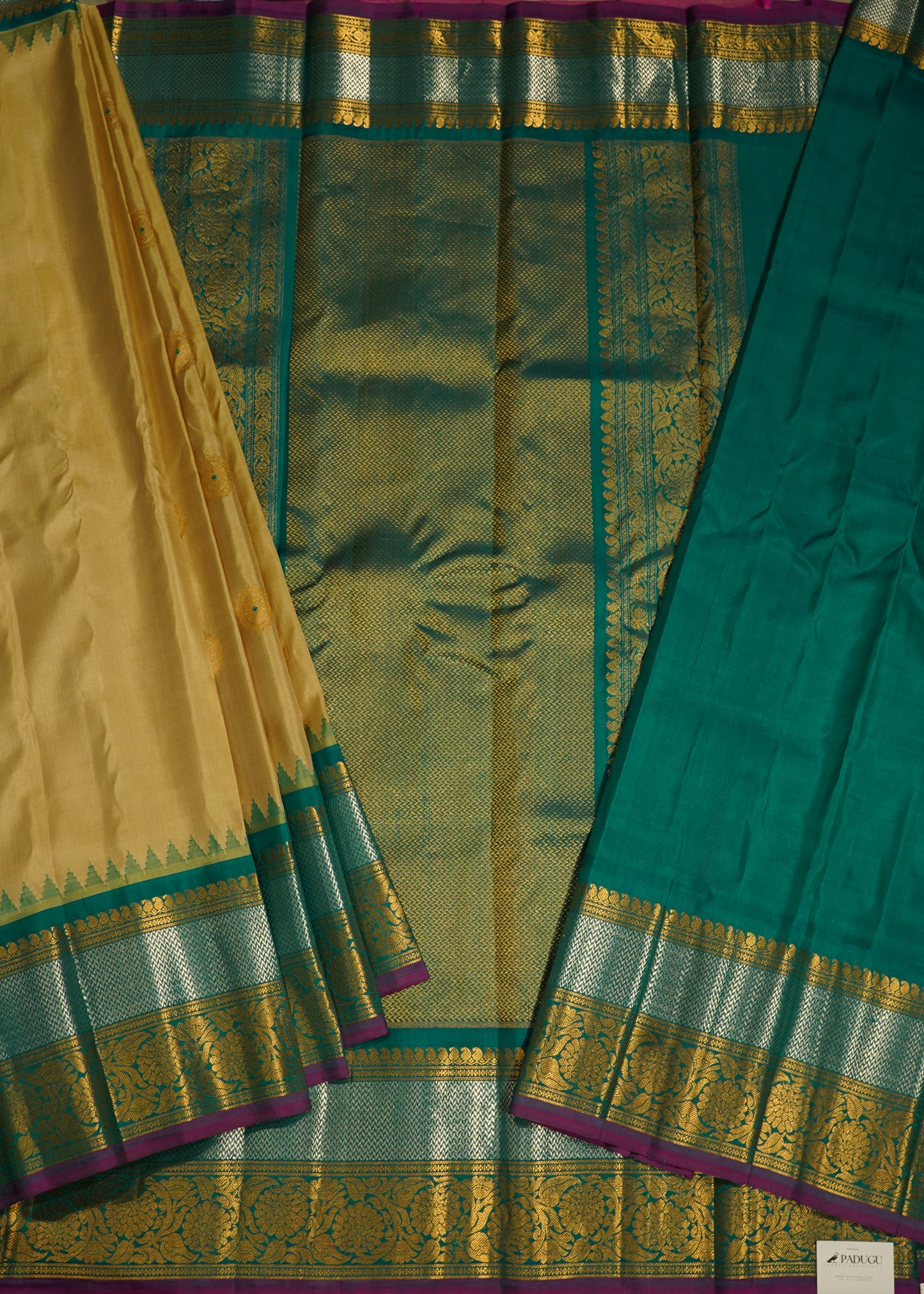 Light Brown Gadwal Big Zari Buti  Pure Silk Handloom Saree