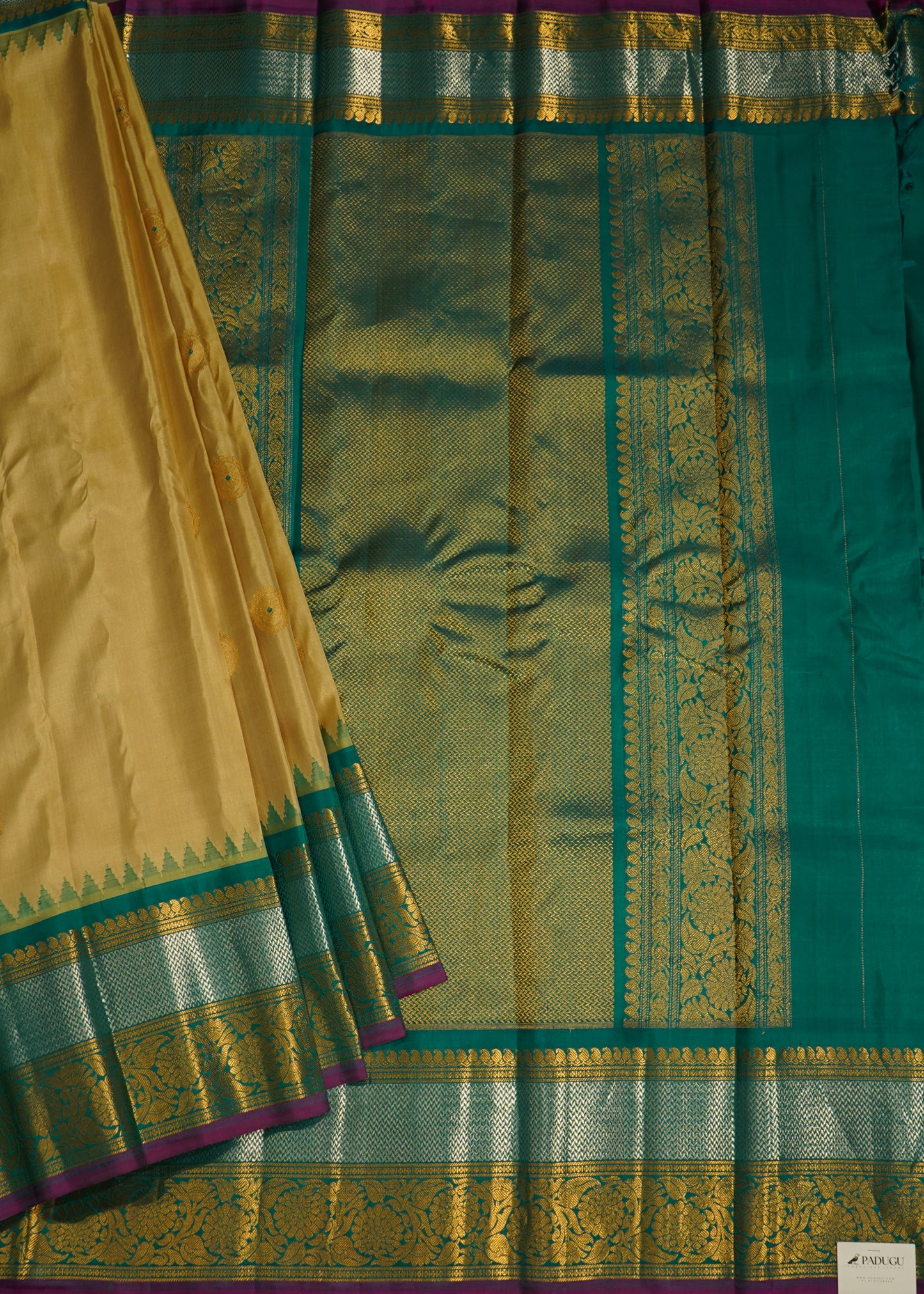 Light Brown Gadwal Big Zari Buti  Pure Silk Handloom Saree