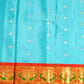 Sky Blue Gadwal Zari Buti Paithani Meenakari Border Pure Silk Handloom Saree