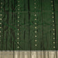 Bottle Green Gadwal Strips Buti Pure Silk Handloom Saree