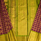 Wine Gadwal All Over Checks Zari Buti Big Zari Border Pure Silk Handloom Saree