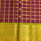 Wine Gadwal All Over Checks Zari Buti Big Zari Border Pure Silk Handloom Saree