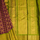 Wine Gadwal All Over Checks Zari Buti Big Zari Border Pure Silk Handloom Saree